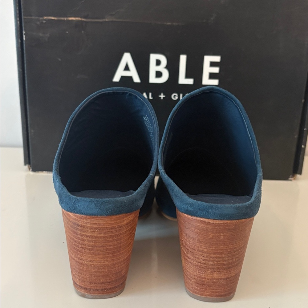Able Local + Global Rojas Blue Suede Mule Size 9.5 New from Anthropologie - Picture 5 of 6